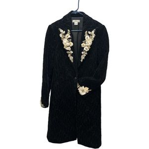 White House Black Market full-length black velvet coat S